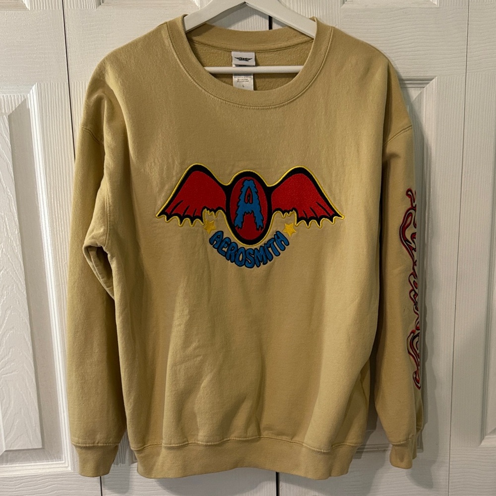 Aerosmith Crew Neck Embroidered Sweet Emotion Sweatshirt Shirt Mens Size L